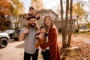 smiling family at home